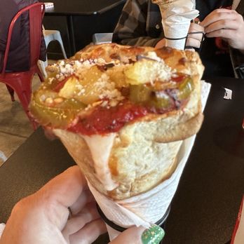 Coned Pizza - Custom cone with Jalapeños and Pinapples - Food Trucks Near Me