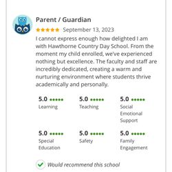 Hawthorne Foundation - Fake review "parent"