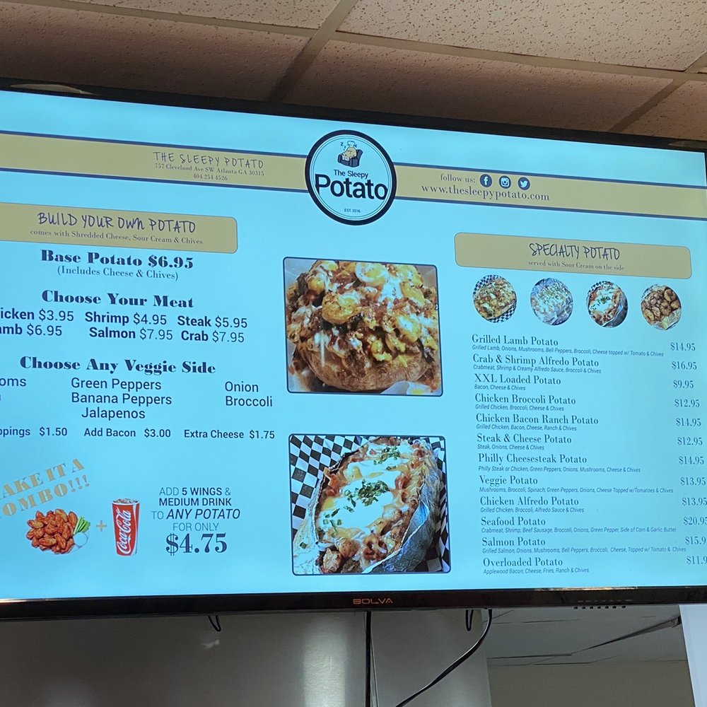 The Sleepy Potato - Menu as of 3/12/2020 - Chicken Shop Near Me - Atlanta, Georgia The Sleepy Potato - Menu as of 3/12/2020 - Chicken Shop Near Me - Atlanta, Georgia