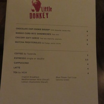 Little Donkey - Dessert Menu - Little Donkey 9/2016 - Tapas/Small Plates Near Me - Cambridge, Massachusetts
