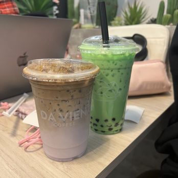 Da Vien Coffee - Cloudy Ube & Pandan Milk with Boba - Desserts Near Me - Westminster, California Da Vien Coffee - Cloudy Ube & Pandan Milk with Boba - Desserts Near Me - Westminster, California