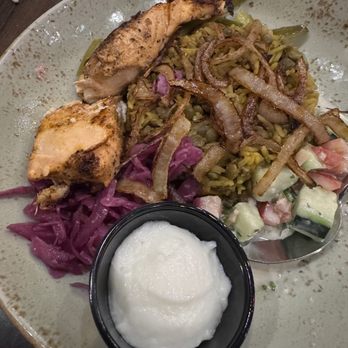 Mediterranean Cruise Cafe - salmon rice bowl - Mediterranean Near Me - Burnsville, Minnesota Mediterranean Cruise Cafe - salmon rice bowl - Mediterranean Near Me - Burnsville, Minnesota