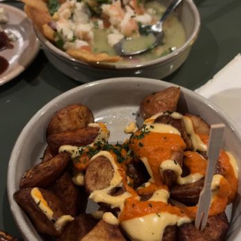 Firefly Tapas Kitchen + Bar - Patatas Bravas & Ceviche of Shrimp - Tapas/Small Plates Near Me - Las Vegas, Nevada Firefly Tapas Kitchen + Bar - Patatas Bravas & Ceviche of Shrimp - Tapas/Small Plates Near Me - Las Vegas, Nevada
