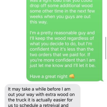 Firewood by Jerry - Text thread with firewood by Jerry - Firewood Near Me - Phoenix, Arizona