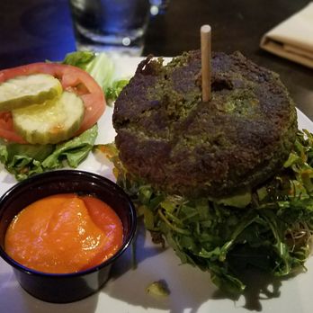 Flip Side - Inverted veggie burger doesn't look appetizing but drizzle balsamic dressing on top & mix it together like a salad it was delicious!! - Burgers Near Me - Columbus, Ohio Flip Side - Inverted veggie burger doesn't look appetizing but drizzle balsamic dressing on top & mix it together like a salad it was delicious!! - Burgers Near Me - Columbus, Ohio