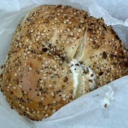 Everything bagel with jalapeno cheddar cream cheese Everything bagel with jalapeno cheddar cream cheese