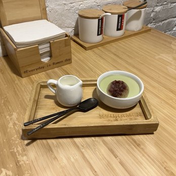 Kyuramen - Times Square - Dessert: Matcha Pudding with Red Bean - Ramen Near Me - New York, New York Kyuramen - Times Square - Dessert: Matcha Pudding with Red Bean - Ramen Near Me - New York, New York