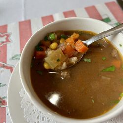 Mama Mia's Restaurant - Beef and barley soup; comes with a meal
