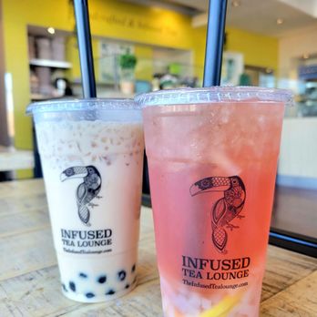 Infused Tea Lounge - Hokkaido with boba and Rose Garden with lychee jelly. Each $7.75 - Coffee & Tea Near Me - Las Vegas, Nevada