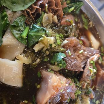 Liang's Village - Post mixing of the beef 3 treasures noodle. - Taiwanese Near Me - Cupertino, California Liang's Village - Post mixing of the beef 3 treasures noodle. - Taiwanese Near Me - Cupertino, California