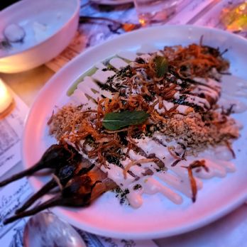 Eyval - Eggplant & Cured Yogurt "Kashke Bademjan." Not being mashed was different but tasty - Persian/Iranian Near Me - Brooklyn, New York Eyval - Eggplant & Cured Yogurt "Kashke Bademjan." Not being mashed was different but tasty - Persian/Iranian Near Me - Brooklyn, New York
