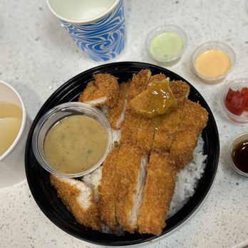 Secret Sauce - Chicken Katsu bowl Green sauce: basil sauce Dark sauce: tonkotsu sauce - Japanese Curry Near Me - Upland, California Secret Sauce - Chicken Katsu bowl Green sauce: basil sauce Dark sauce: tonkotsu sauce - Japanese Curry Near Me - Upland, California