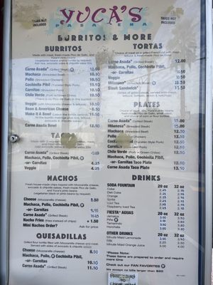 Menu photo 6 Yuca's Pasadena Pasadena, CA