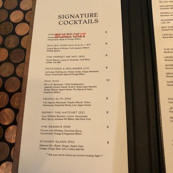 The Informalist - Cocktail menu - Wine Bars Near Me - Eau Claire, Wisconsin