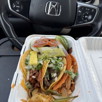 Tacos Don Perez - Al pastor taco, Carne asada taco, Tinga de pollo taco [$3.65 PER TACO] (instagram: @issa.cheatday) - Food Trucks Near Me - Silver Spring, Maryland
