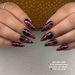 Day Nail Bar - Black Pink Swirl Nails Art at Day Nail Bar. CALL(408)591-1166 4750 Almaden Expy, San Jose, CA, 95118. Follow Us: IG @day_nailbar