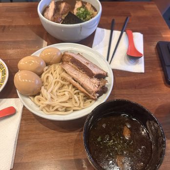 Menya le Nood - Super Menya Ramen with black tonkatsu broth & Menya tsukemen with an added two ajitama and black tonkatsu broth - Ramen Near Me - Honolulu, Hawaii Menya le Nood - Super Menya Ramen with black tonkatsu broth & Menya tsukemen with an added two ajitama and black tonkatsu broth - Ramen Near Me - Honolulu, Hawaii