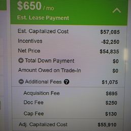 This is the quote from the payment calculator that they sent me. When I got to the dealership it was nearly $300 more per month