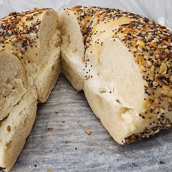 Willie's Bagel Cafe - Everything with scallion cream cheese. Wish the everything seasoning included salt, but the quantity was perfect including the bottom.