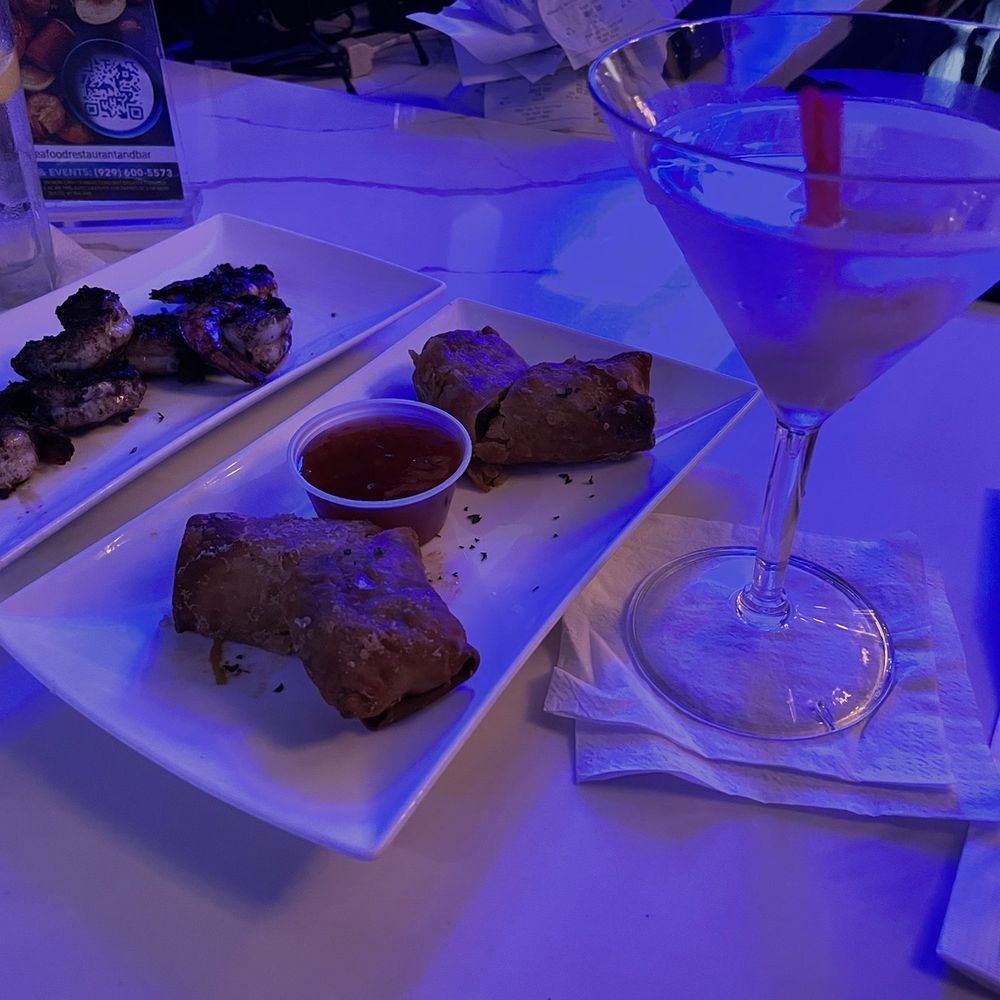 Blu Seafood - Jerk shrimp: seafood rolls: lychee martini - Seafood Near Me - Queens, New York Blu Seafood - Jerk shrimp: seafood rolls: lychee martini - Seafood Near Me - Queens, New York