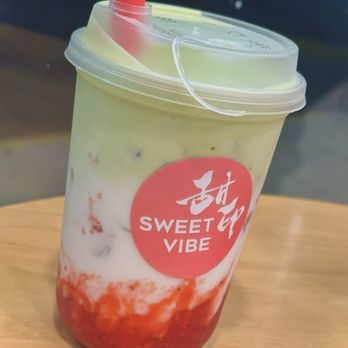 Sweet Vibe - Uji Matcha Foam w/ Strawberry Fresh Milk - Desserts Near Me - San Diego, California