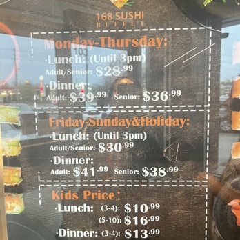 168 Sushi Asian Buffet - Price - Buffets Near Me - Vaughan, Ontario