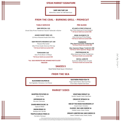 Menu photo 5 Steak Market Atlanta, GA Menu photo 5 Steak Market Atlanta, GA