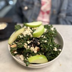 Copper & Sage - Kale Salad with fresh blackberries, granny smith apples, toasted almonds, feta cheese, bacon with an aged balsamic vinaigrette