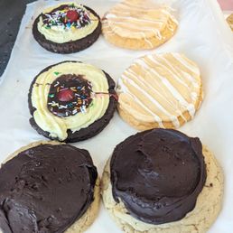 chocolate frosting and sprinkles chocolate frosting and sprinkles
