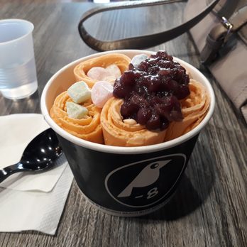 Negative 8C - Thai iced tea rolled ice cream with mochi balls and red bean. - Desserts Near Me - Gardena, California Negative 8C - Thai iced tea rolled ice cream with mochi balls and red bean. - Desserts Near Me - Gardena, California