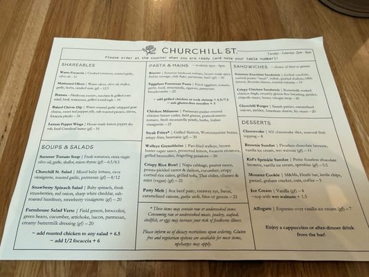 Menu photo 1 Churchill St. Shoreview, MN