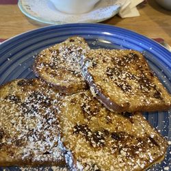 Nook and Kranny Kafe - Cinnamon raisin French toast special with a meat side