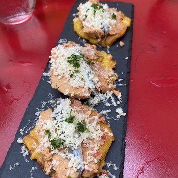 Sobre Mesa - Tostones with anchovy - Cocktail Bars Near Me - Oakland, California Sobre Mesa - Tostones with anchovy - Cocktail Bars Near Me - Oakland, California