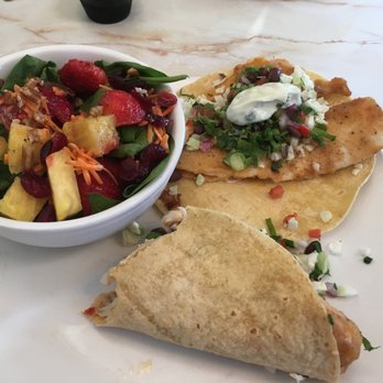 Silver Diner - Baja fish tacos (partially eaten...sorry) with salad. - Diners Near Me - Fairfax, Virginia Silver Diner - Baja fish tacos (partially eaten...sorry) with salad. - Diners Near Me - Fairfax, Virginia