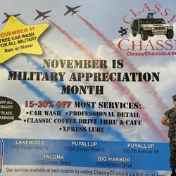 Classy Chassis Car Washes & Detailing - The whole month of November! Great deal for those with Military or Dependent ID.