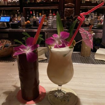 Three Dots and A Dash - Painkiller, Glass Mai Tai - Asian Fusion Near Me - Chicago, Illinois Three Dots and A Dash - Painkiller, Glass Mai Tai - Asian Fusion Near Me - Chicago, Illinois