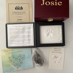 All Paws Great and Small Pet Funeral Home and Crematory - $250 package (private cremation, urn, cremation certificate, wildflower seeds, card, and paw print). Fur clipping was $15