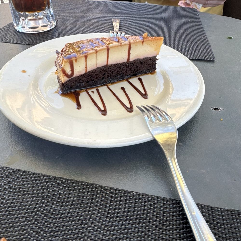 Flan over chocolate cake. OMG.