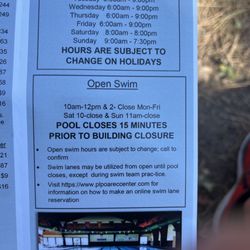 Pagosa Lakes Recreation Center - Hours