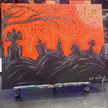 Pinot's Palette - Halloween black light is soooo much fun!!! There's trivia, there's food, drinks, laughs, wonderful instruction and of course ART!!! - Paint & Sip Near Me - Elk Grove, California Pinot's Palette - Halloween black light is soooo much fun!!! There's trivia, there's food, drinks, laughs, wonderful instruction and of course ART!!! - Paint & Sip Near Me - Elk Grove, California