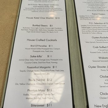 1864 The Restaurant - 1816 Menu - Seafood Near Me - Saint John, Virgin Islands