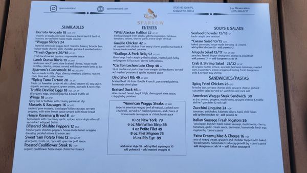 Menu photo 1 Sparrow Kirkland, WA Menu photo 1 Sparrow Kirkland, WA