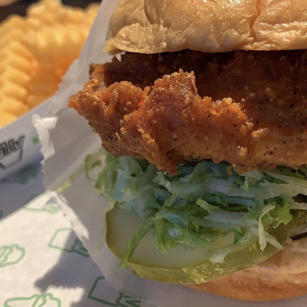 Shake Shack The Falls - My juicy chicken sandwich with fresh shredded lettuce and pickles. - Burgers Near Me - Miami, Florida Shake Shack The Falls - My juicy chicken sandwich with fresh shredded lettuce and pickles. - Burgers Near Me - Miami, Florida
