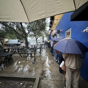 Holbox - Line outside in the rain - Latin American Near Me - Los Angeles, California