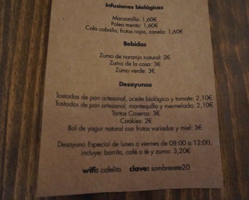 Menu photo 7 Cafelito Madrid, M