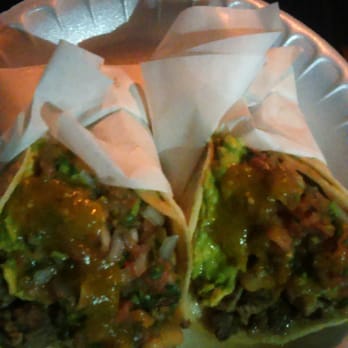 Tacos Al Carbon - $3.50 each but its 2 regular size tortillas full of meat, fresh guacamole and salsa. - Food Trucks Near Me - Las Vegas, Nevada