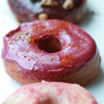 Doe Donuts - Passion fruit, blackberry, and limited edition rocky road. Favorite was blackberry - Donuts Near Me - Portland, Oregon