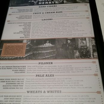 Henry's Tavern - Drink Menu... - New American Near Me - Denver, Colorado