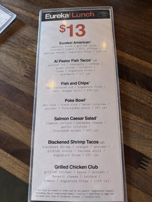Menu photo 1 Eureka! Irvine, CA