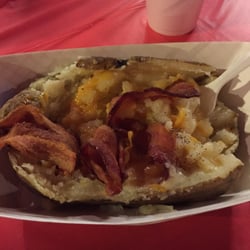 Baked potato with bacon.